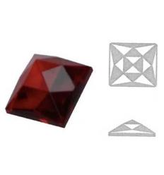 cabochon carré multifacettes rouge 3x3cm