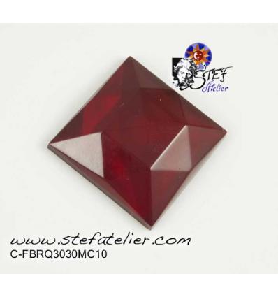 cabochon carré multifacettes rouge 3x3cm
