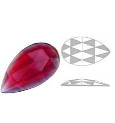 cabochon goutte à facettes de 40/24mm couleur rouge