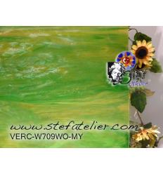 Verre "W" vert & jaune ambre MYSTIC 27x27cm