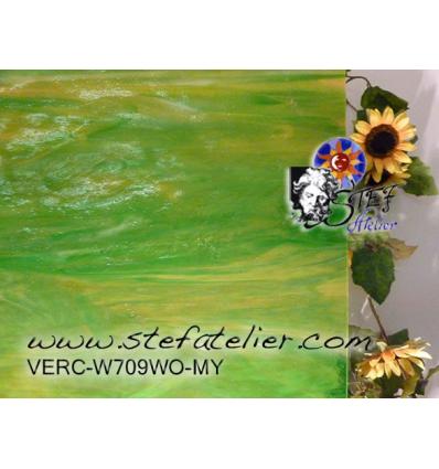 Verre "W" vert & jaune ambre MYSTIC 27x27cm