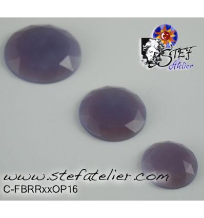 cabochon rond à facettes de 30mm couleur violet opaline