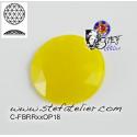 cabochon rond à facettes de 15mm couleur jaune opaline