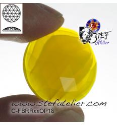 cabochon rond à facettes de 25mm couleur jaune opaline