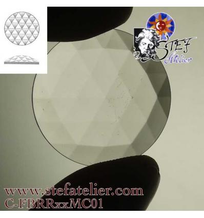 cabochon rond à facettes de 25mm couleur transparent