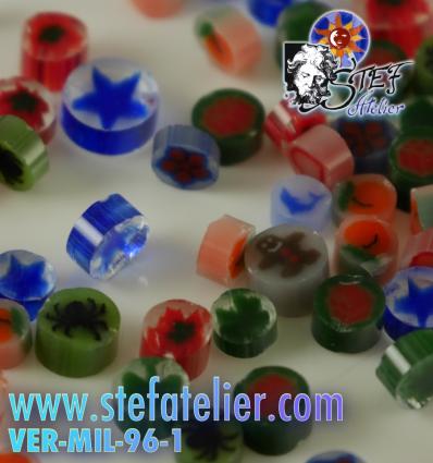 petits millefiori 14grs en mélange pour Fusing S96