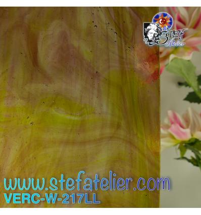 Verre "W" vert et lilas transparent 26x27cm