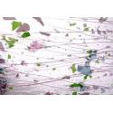 Verre "BU" feuilles vertes lignes roses 25x28cm