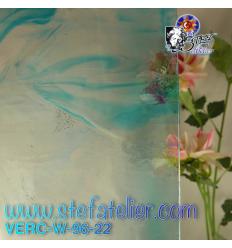 Verre "W" bleu sur transparent fusing S96 26x27cm