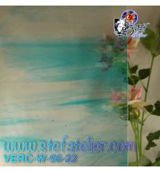 Verre "W" bleu sur transparent fusing S96 26x27cm