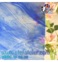 Verre "W" bleu 30 sur transparent fusing S96 26x27cm