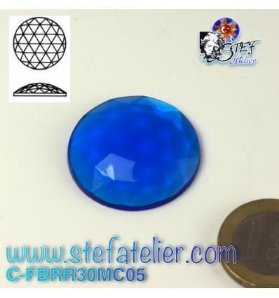 cabochon rond à facettes de 30mm couleur turquoise