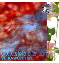 Verre "W" Mystic rouge bleu et opaline 27 x 26 cm