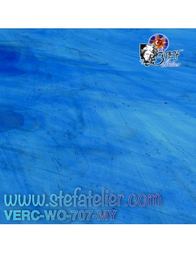 Verre "W" Mystic bleu lagon transparent et opaline environ 26x27cm