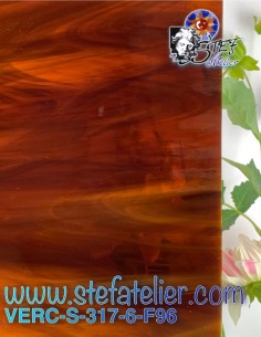 Dark brown opaline "S" glass and opaque dark amber COE96 30x30cm