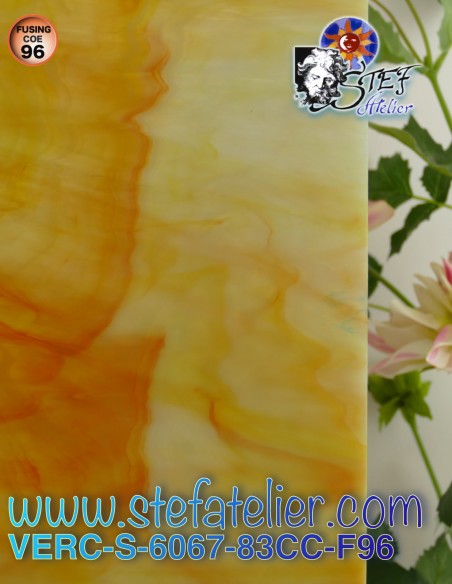 Glass "S" Opalescent light yellow opaline COE96 30x30cm