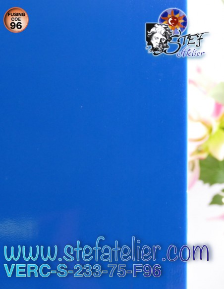 Glass "S" ocean blue opaque COE96 30x30cm