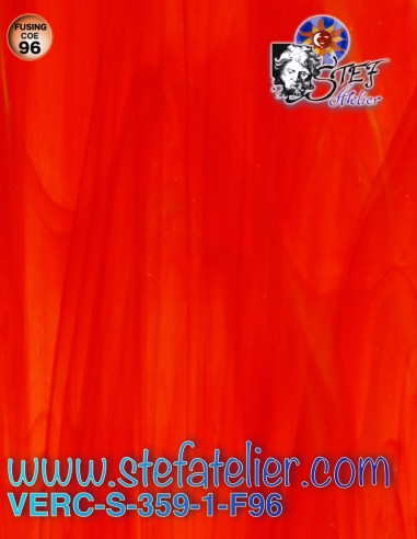 Verre "S" rouge et opaline COE96 30x30cm