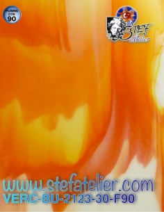 Glass "BU" opaque glass orange and white COE90 25x29cm