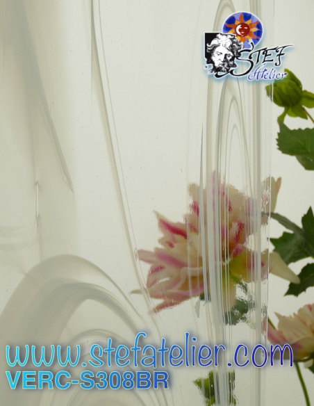 Glass "S" baroque white on clear 30x30cm