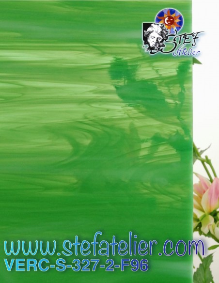 verre "S" vert clair herbe COE96 30x30cm