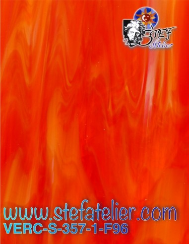 Verre "S" rouge et opaline plus intense COE96 30x30cm