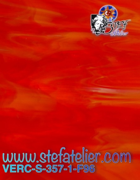 Verre "S" rouge et opaline plus intense COE96 30x30cm