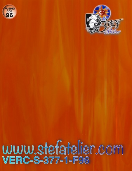 Verre "S" Orange clair et moyen opaque COE96 30X30cm