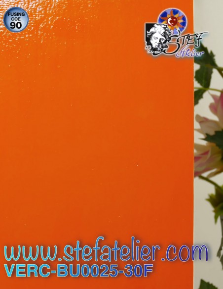 Verre "BU" orange mandarine opaque  29x25cm COE90