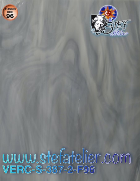 Glass "S" dark gray and opaline COE96 30x30cm