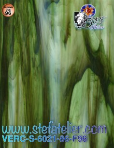 Glass "S" Green rainforest opalescent COE96 30x30cm