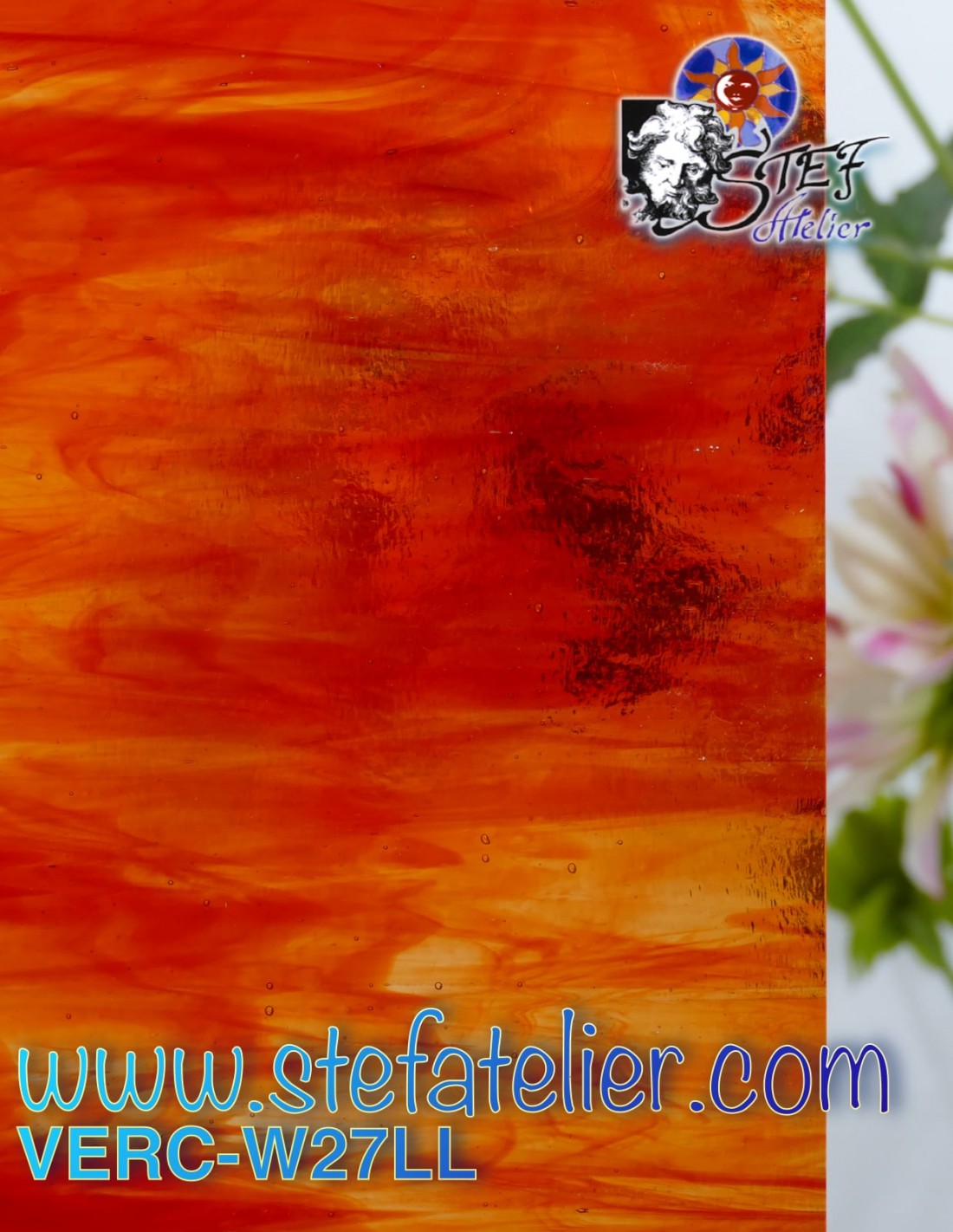 Verre "W" Rouge orange jaune 26x26cm
