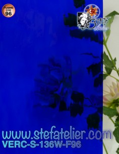 Verre "S" waterglass bleu foncé COE96 30x28cm