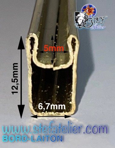 Profilé de bordure U renforcé en laiton 4x45cm environ