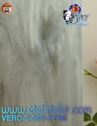 Light gray and opaline "S" glass COE96 30x30cm