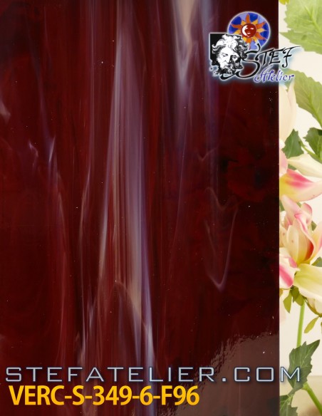 Glass "S" old dark pink opaline variegated COE96 30x30cm