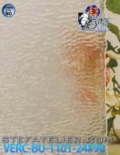 Glass "BU" clear soft iridescent rippel about 29x25cm COE90