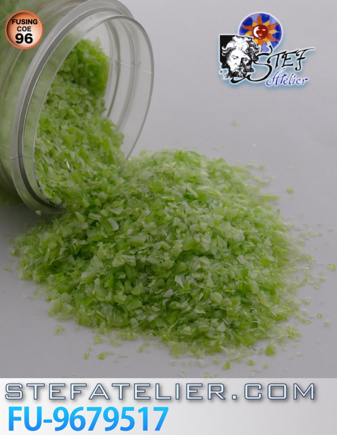 Medium frit lime green/white semi-opaque system 96 / 240grs