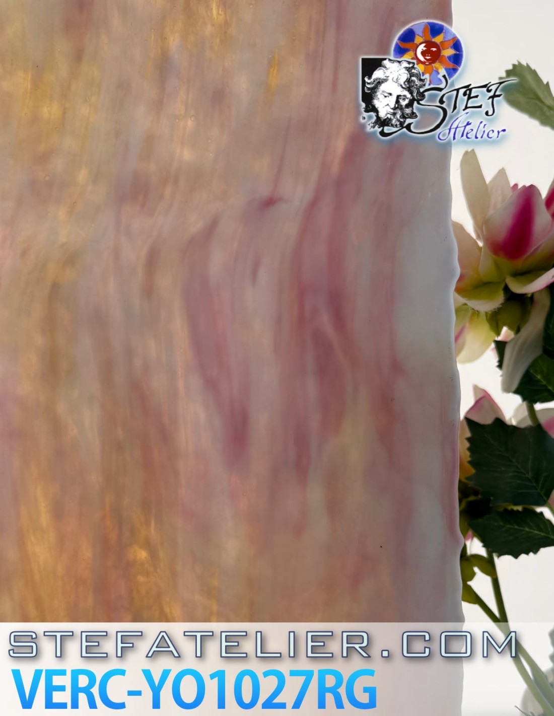 Verre "YO" rose ambre opaline 30x30cm