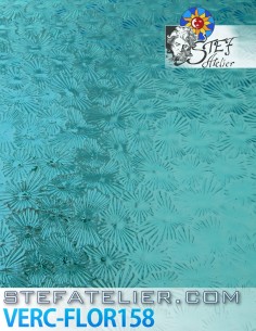 Verre "W" Florentine  turquoise 158 impression petites marguerites