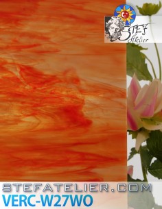 Orange selenium and semi-transparent opaline ‘W’ glass for stained glass and tiffany windows