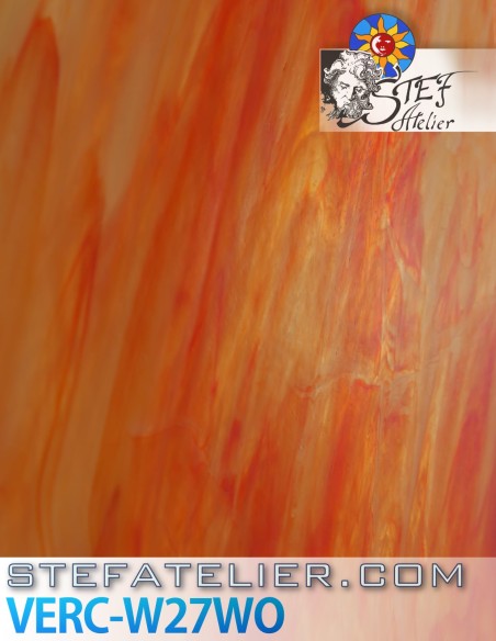 Orange selenium and semi-transparent opaline ‘W’ glass for stained glass and tiffany windows