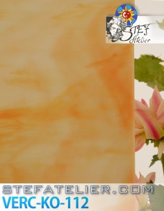 KO’ orange and opaline glass 3mm flat sheet in orange and white for stained glass and mosaics