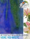 blue Wisteria C stained glass mosaic glass blue green glass with traces of rose and opaline